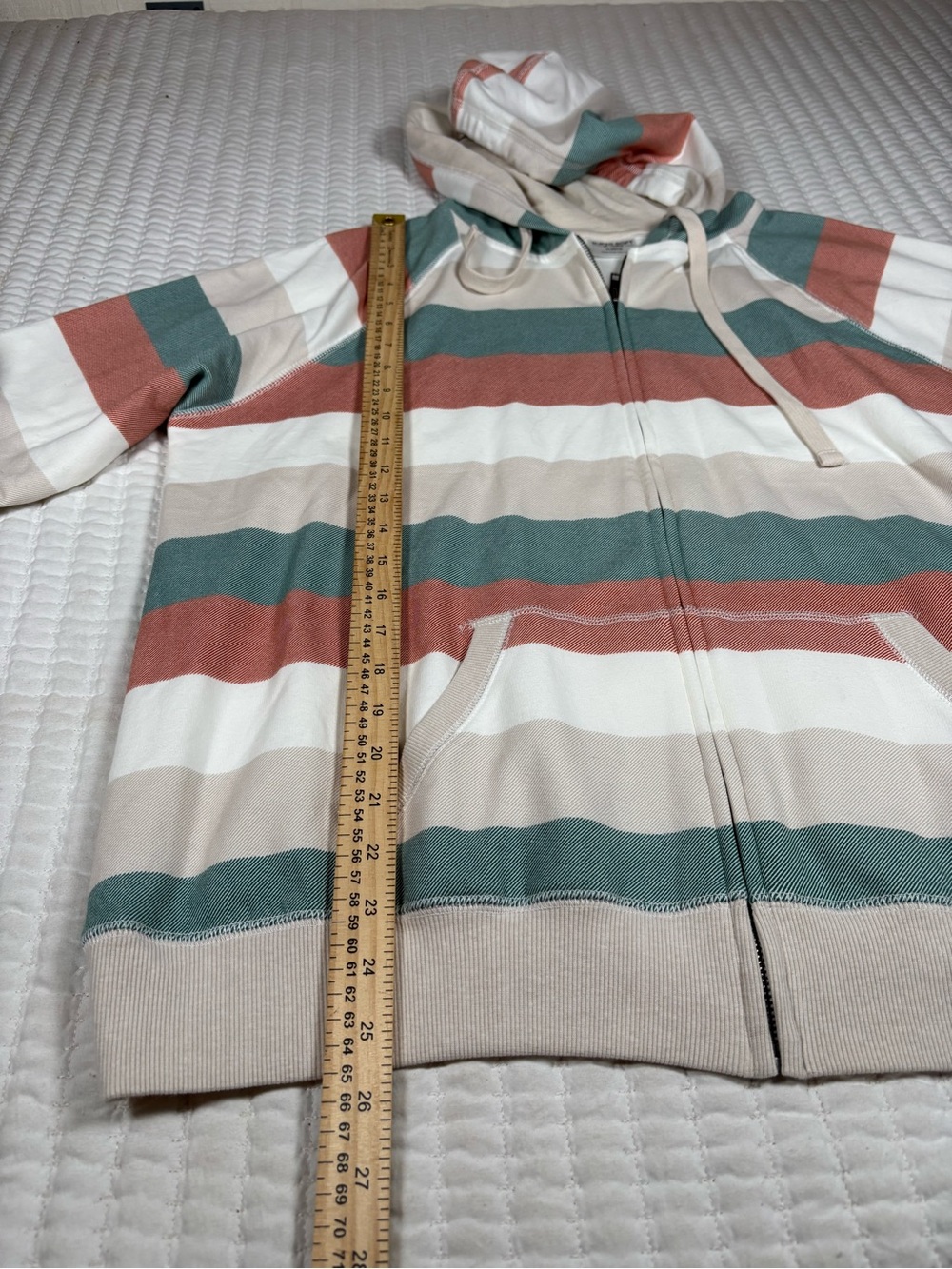 Torrid Super Soft Fleece Zip Hoodie Size 1 L XL Pastel Striped Hooded Jacket - Picture 6 of 7